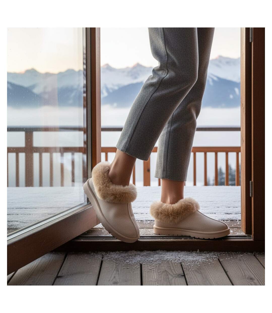 OZABI Pantoufles Femme Hiver Scandinave, Semelle Crantée Intérieur Extérieur-2