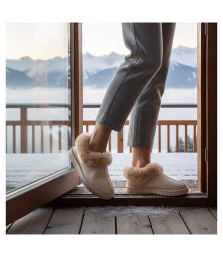 OZABI Pantoufles Femme Hiver Scandinave, Semelle Crantée Intérieur Extérieur