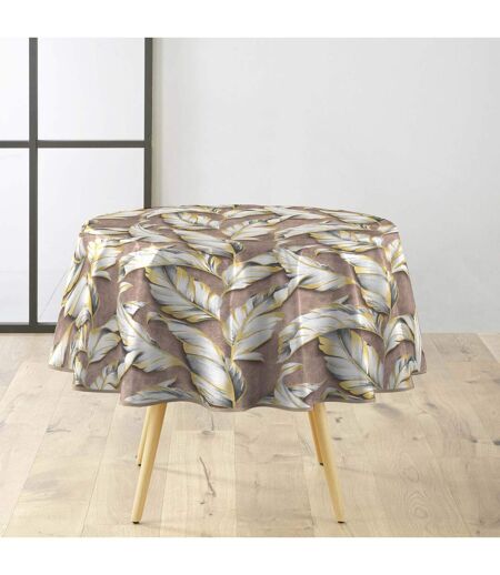 Nappe Toile Cirée Ronde Ebany 160cm Marron