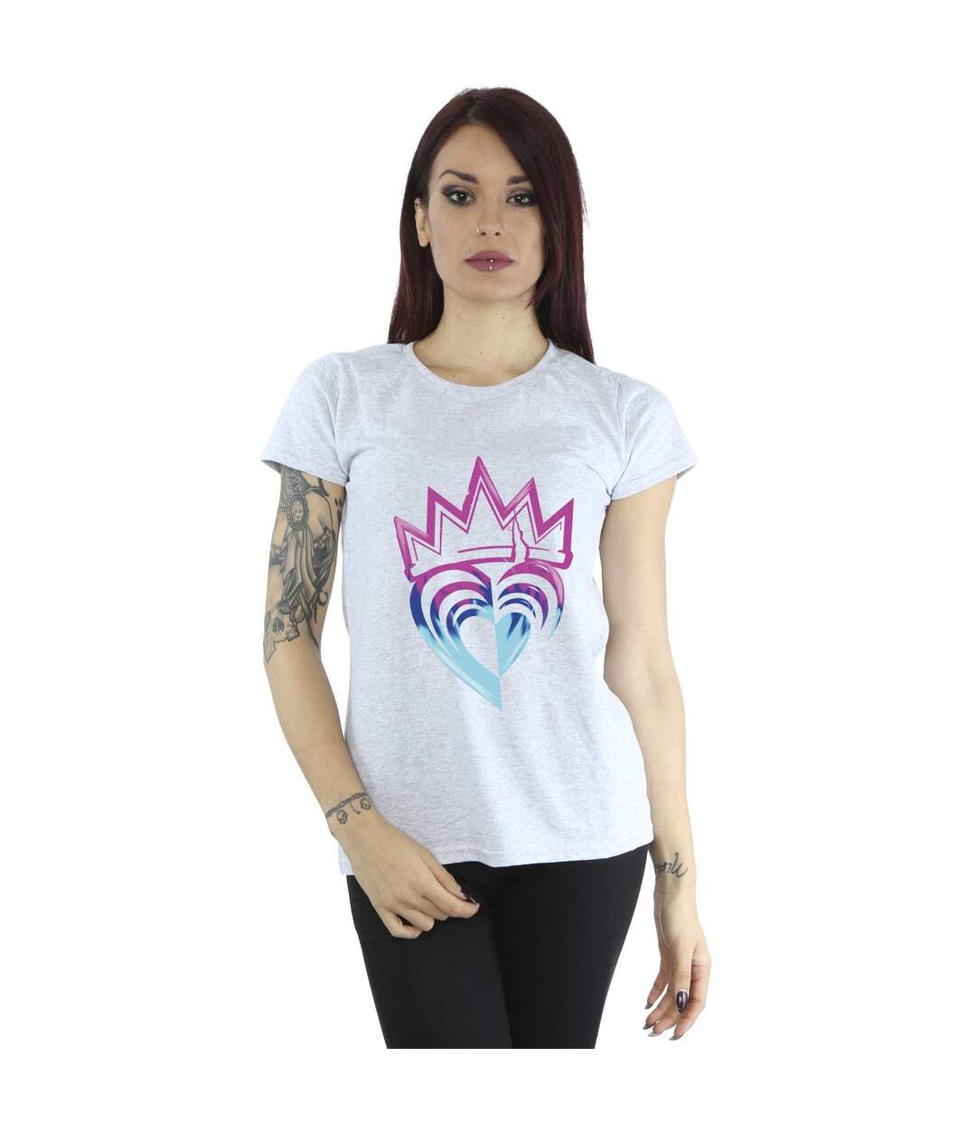 Disney - T-shirt DESCENDANTS PINK CROWN - Femme (Gris chiné) - UTBI17738-2