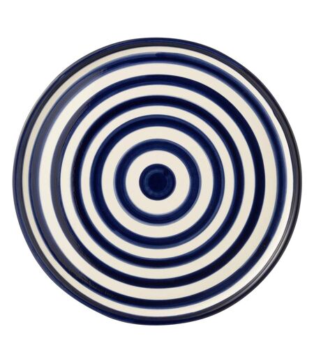 Assiette de Présentation en Céramique Granada Rayure 34cm Bleu Cobalt