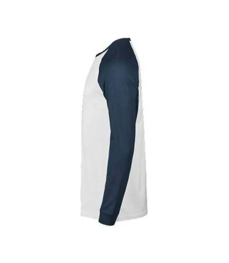T-shirt Manches Longues Baseball Unlabeled Homme Blanc Bleu Foncé Tee Jays