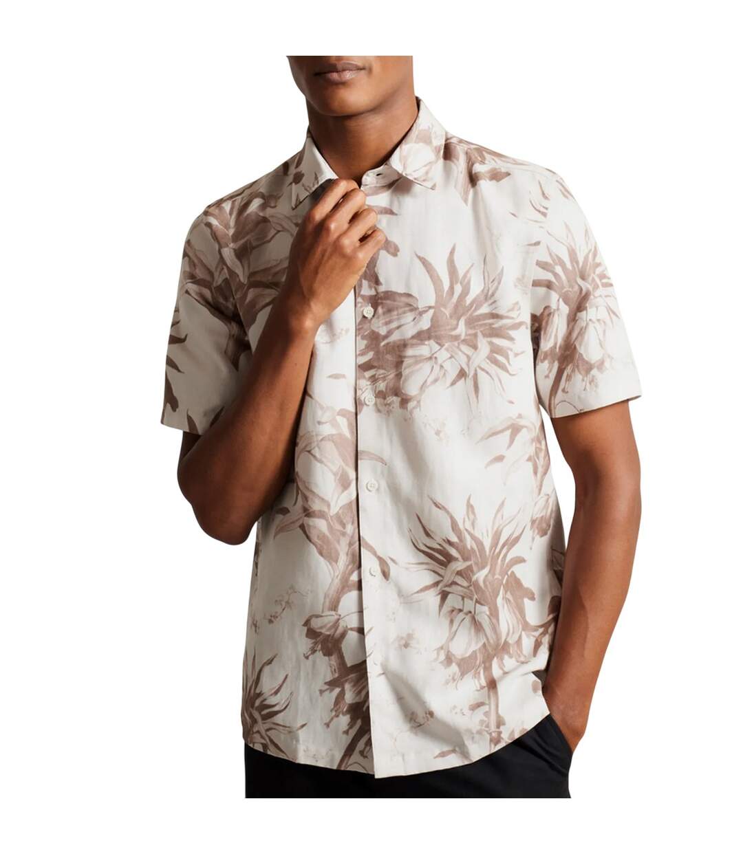 Unisex Adult Belmar Linen Blend Short-sleeved Shirt Natural Ted Baker-1