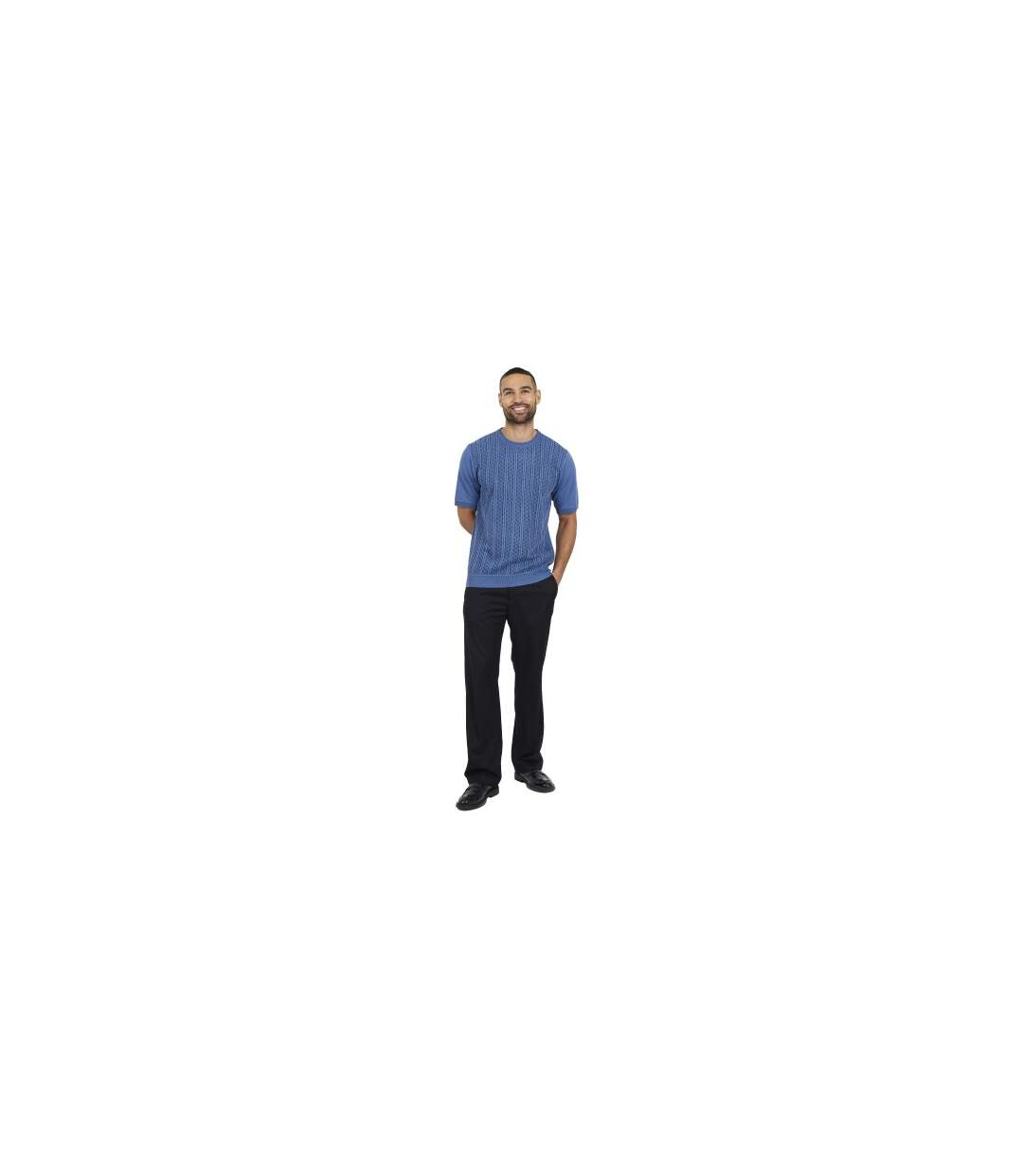 Mens Knitted Crew Neck Short-sleeved Top Blue Brave Soul-1