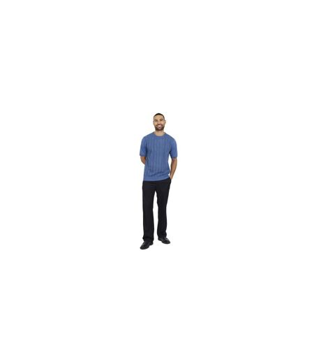 Mens Knitted Crew Neck Short-sleeved Top Blue Brave Soul