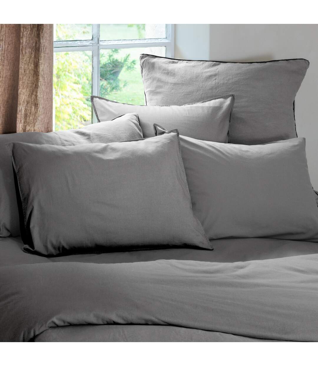 Parure de lit coton lavé PALACE Taie 65x65 cm-4