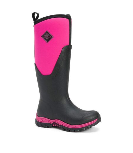 Muck Boots Womens/Ladies Arctic Sport Tall Pill On Wellie Boots (Black/Pink) - UTFS4289