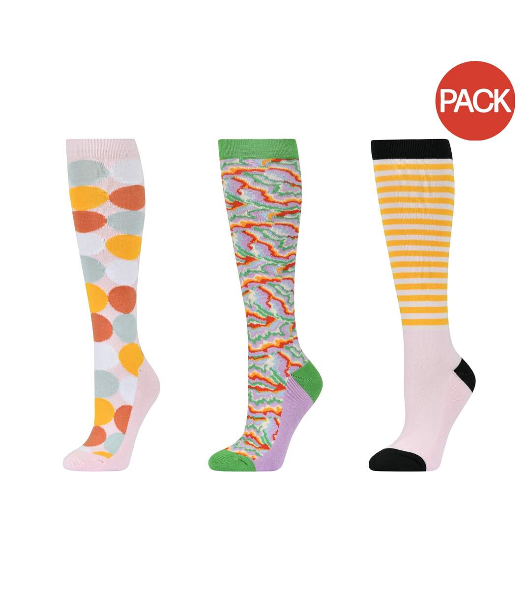 Pack of 3  Unisex adult pastello stripe high riding socks  multicoloured Dublin-1