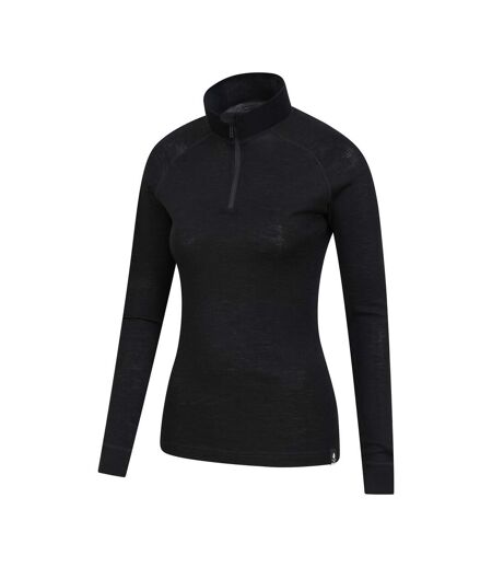Mountain Warehouse Womens/Ladies Merino Wool Zip Neck Thermal Top (Black) - UTMW917