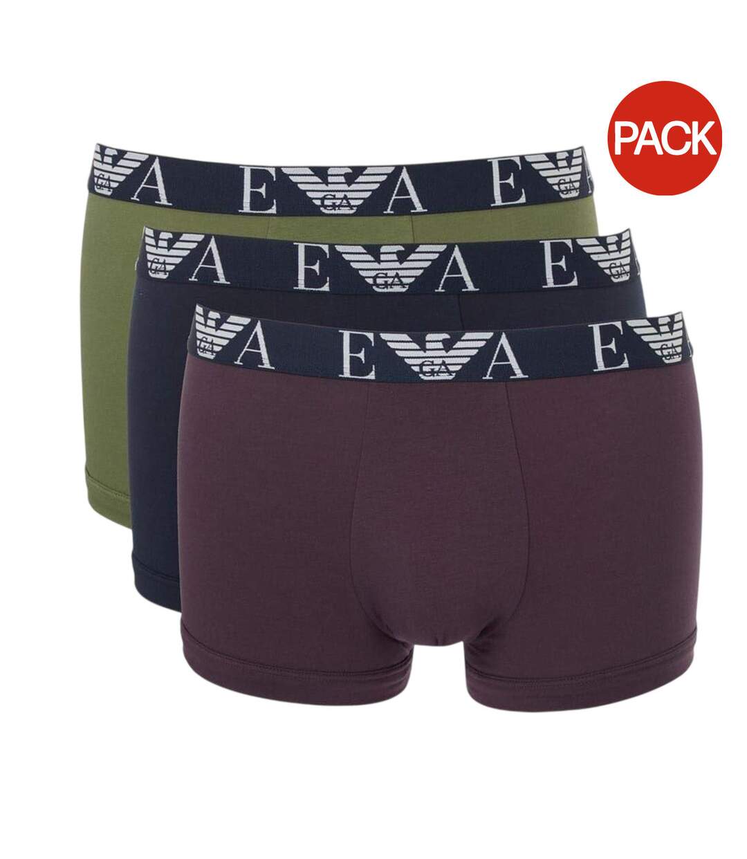 Pack Of 3  Mens Cotton Blend Boxer Shorts  Green Blue Red Emporio Armani-1