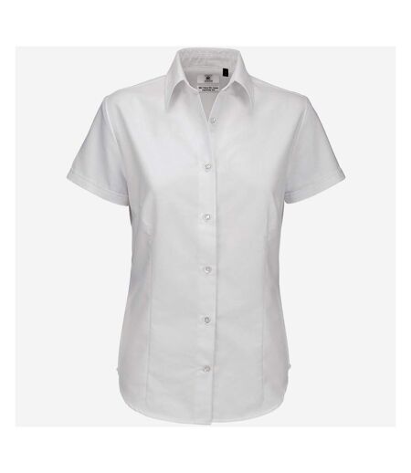 B&C Ladies Oxford Short Sleeve Shirt / Ladies Shirts (White) - UTBC116
