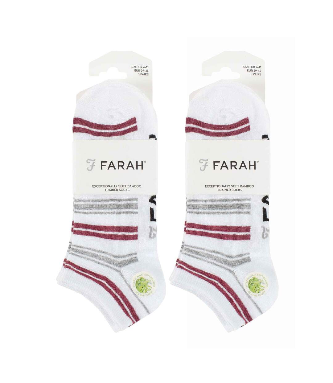 Farah - 10 Paires Chaussettes Bambou Hommes Socquettes Rayées-2