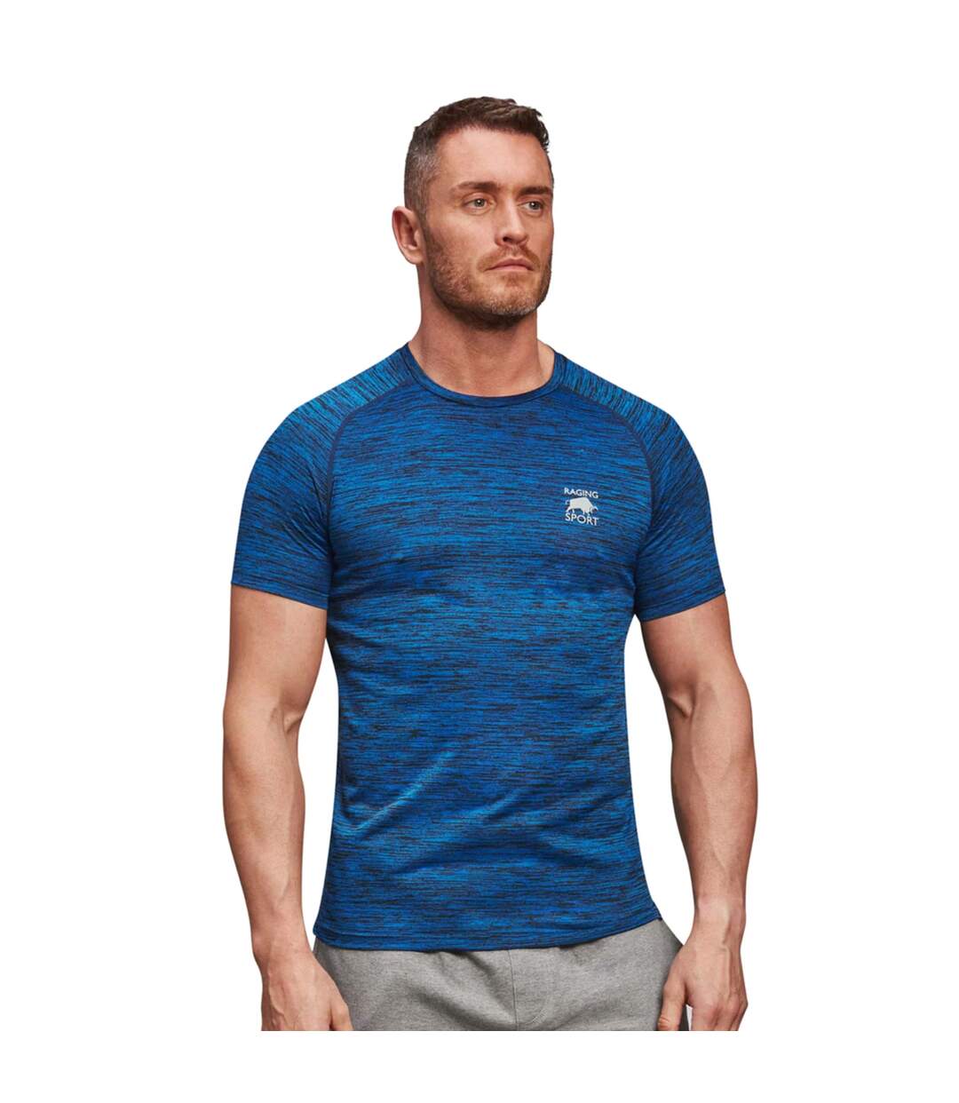 T-shirt Performance Homme Bleu Cobalt Raging Bull-3