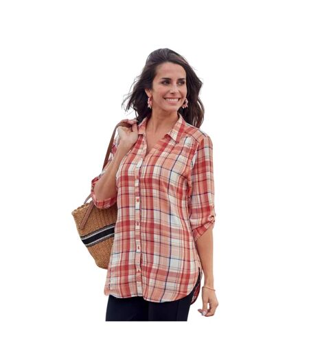 Chemisier femme corail / blanc cassé / rouge Atlas for Women