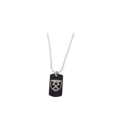 West Ham United FC Stainless Steel Engraved Crest Dog Tag And Chain (Silver/Black) (One Size)