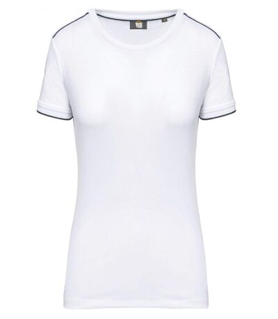 T-shirt professionnel DayToDay pour femme - WK3021 - blanc et bleu marine