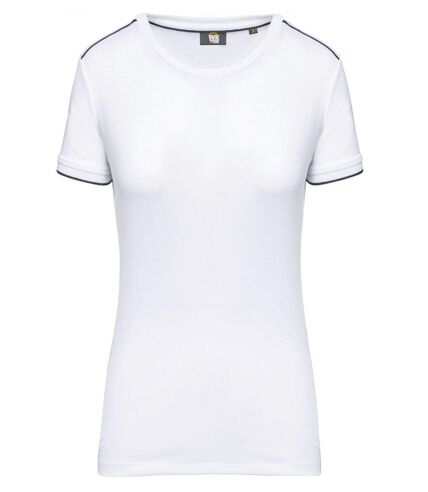 T-shirt professionnel DayToDay pour femme - WK3021 - blanc et bleu marine