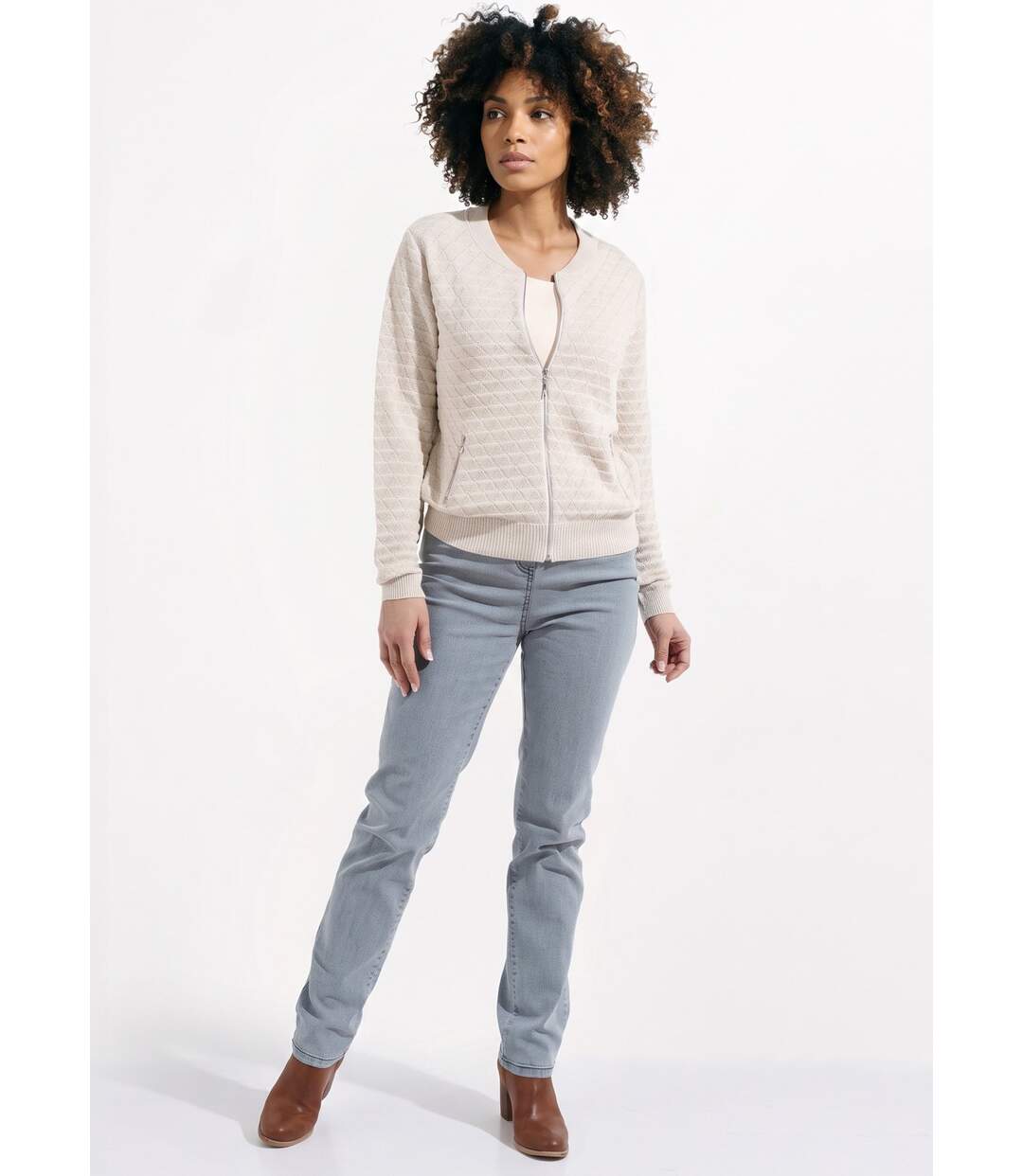 Gilet zippé esprit bomber maille brillante-3