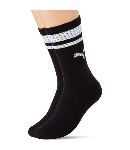 Pack of 2  Unisex adult heritage stripe crew socks  black/white Puma