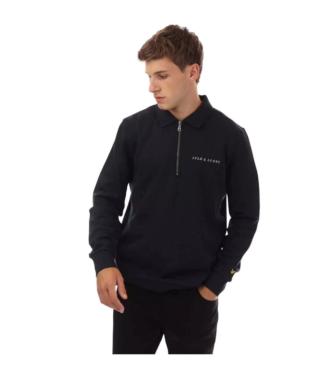 Mens Collared Quarter Zip Sweatshirt Navy Lyle & Scott-1