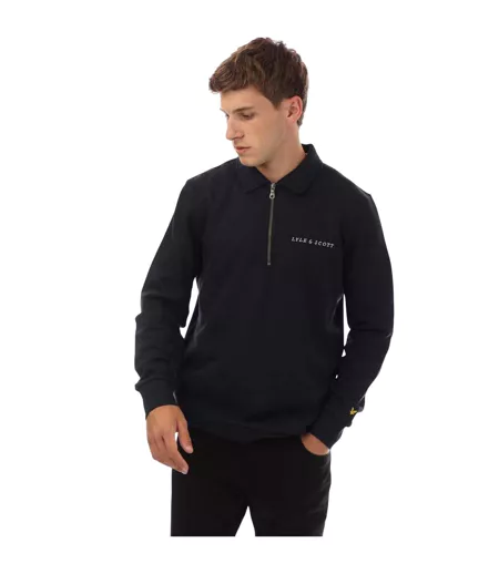 Mens Collared Quarter Zip Sweatshirt Navy Lyle & Scott