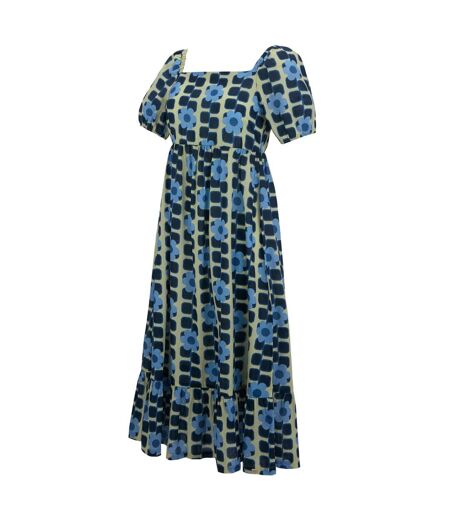Womens/ladies Orla Kiely Giant Flower Summer Midi Dress Blue Regatta
