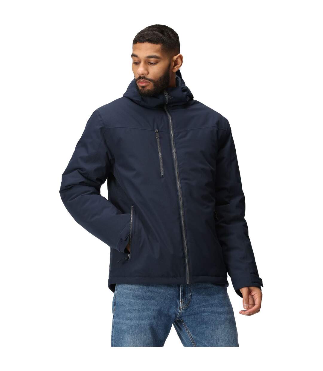 Veste Imperméable Isolante À Capuche Navigate Homme Bleu Marine Gris Foncé Regatta-1
