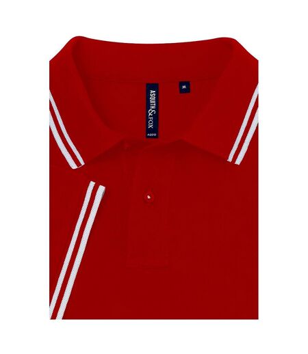 Asquith & Fox Mens Classic Fit Tipped Polo Shirt (Red/ White)