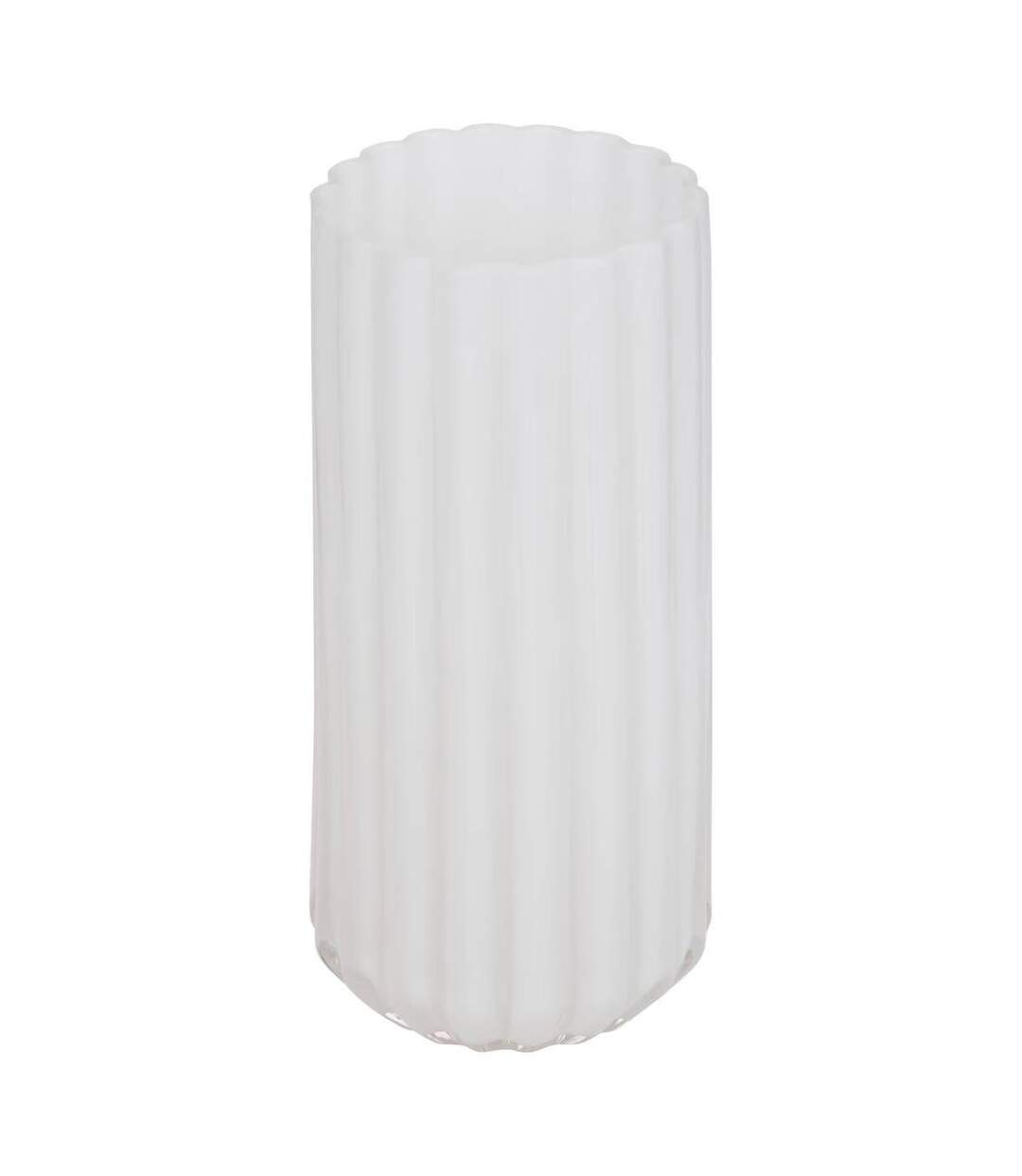Vase Strié en Verre Fleur de Rose 28cm Blanc-1