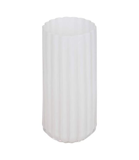 Vase Strié en Verre Fleur de Rose 28cm Blanc