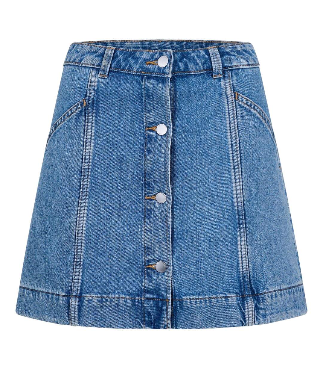 Womens/ladies Refibra Minimalist Denim Mini Skirt Mid Blue Timberland-2