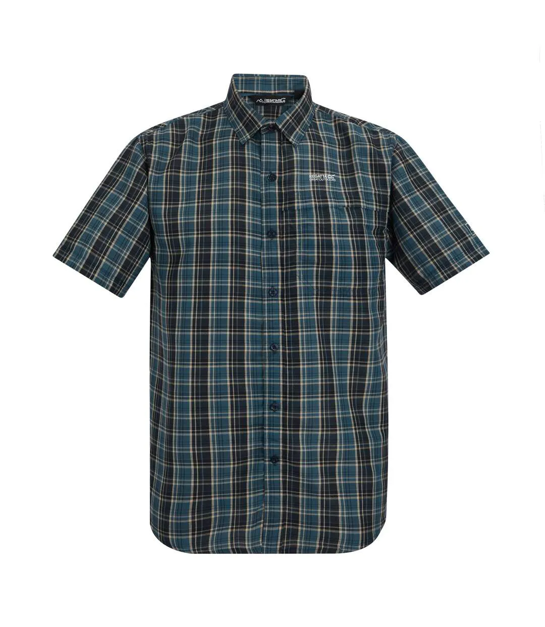 Chemise Manches Courtes Motif/style À Carreaux Mindano Homme Bleu Nuit À Carreaux Regatta-2