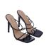 Womens/ladies Leather Strappy Lightweight High Heel Sandals Black Where´s That From-1