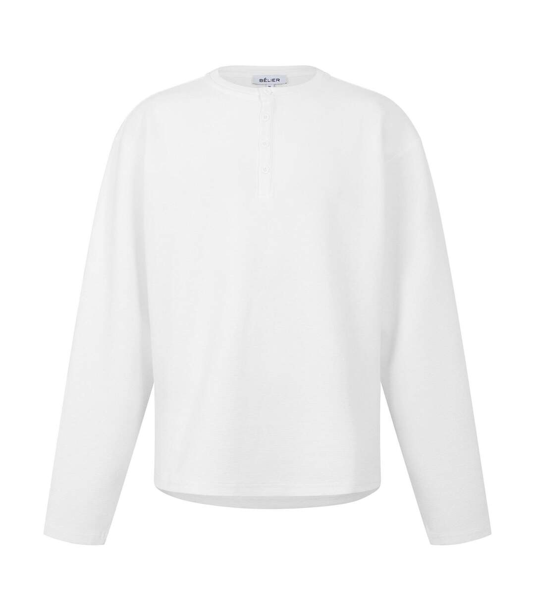 Mens Henley Sweatshirt White Belier-1