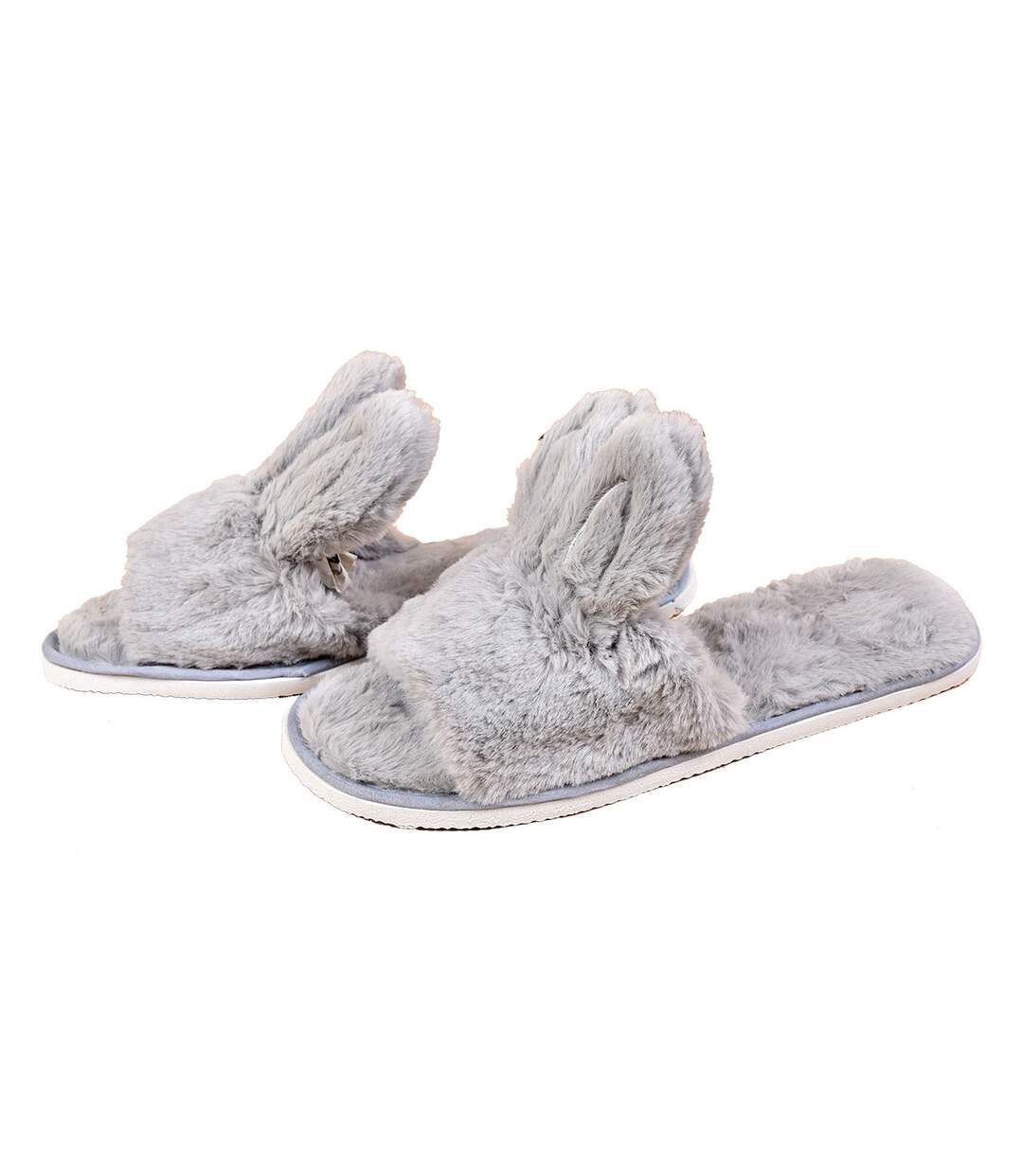 Pantoufles pour Femme CASA AND CO LAPIN Gris-1