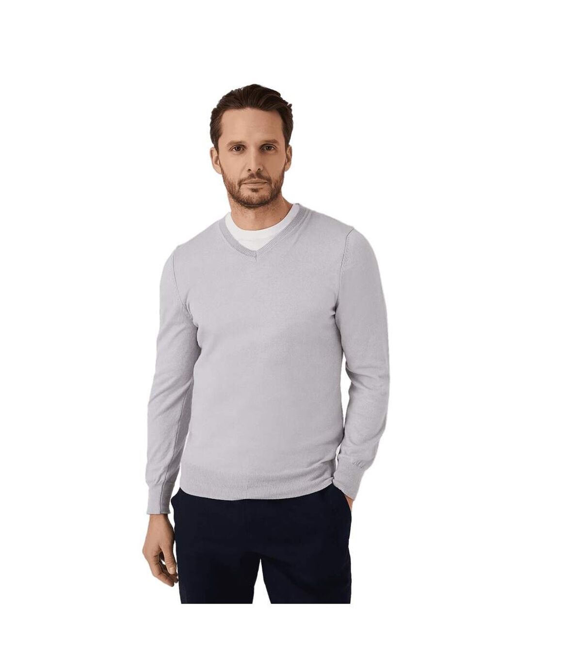 Burton Mens Knitted V Neck Sweater (Light Grey)