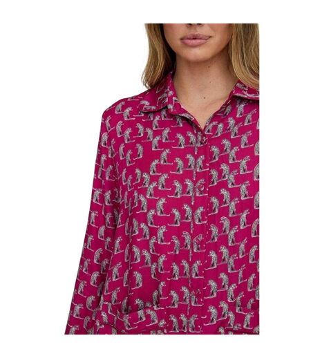 Ensemble De Pyjama Long Motif/style Léopard Evie Femme Rouge Lily And Lionel