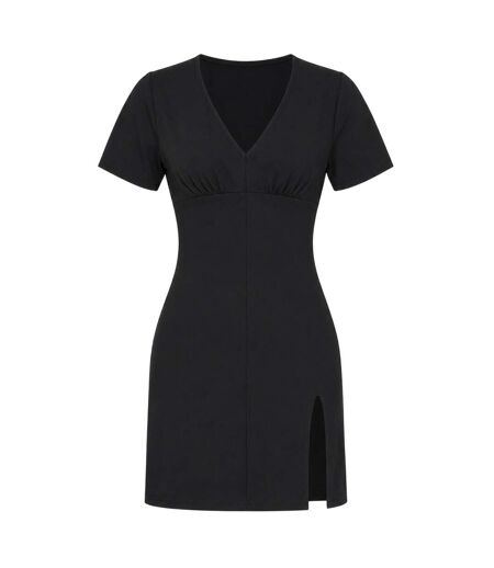 Womens/ladies Short-sleeved Mini Dress Black Missy Empire