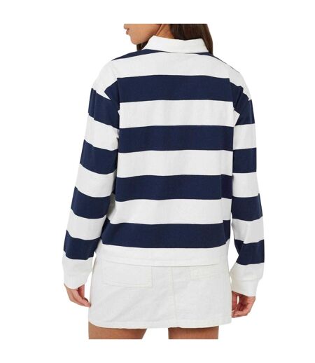 Haut De Rugby Manches Longues Motif/style Rayures Horizontales Femme Bleu Marine Crème Brave Soul