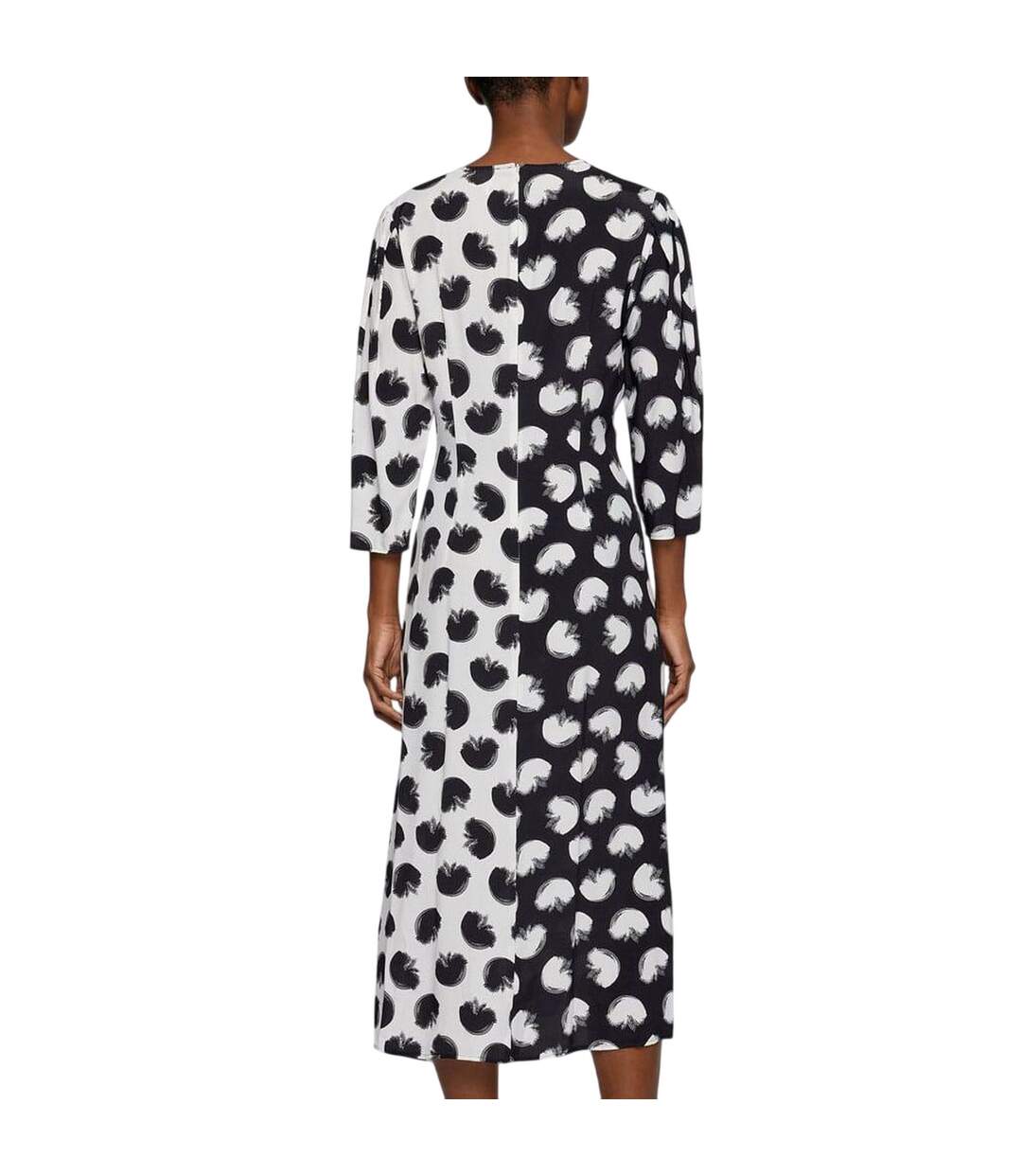 Womens/ladies Danotta Wrap Dress Black White Hugo Boss-2
