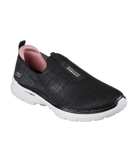 Womens/ladies go walk 6 glimmering trainers black/pink Skechers