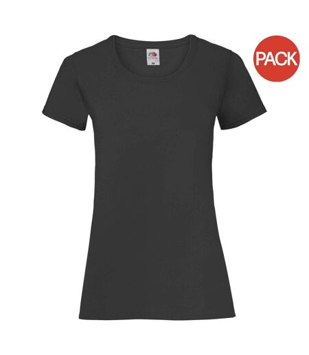 Ladies/womens lady-fit valueweight short sleeve t-shirt pack black Fruit of the Loom