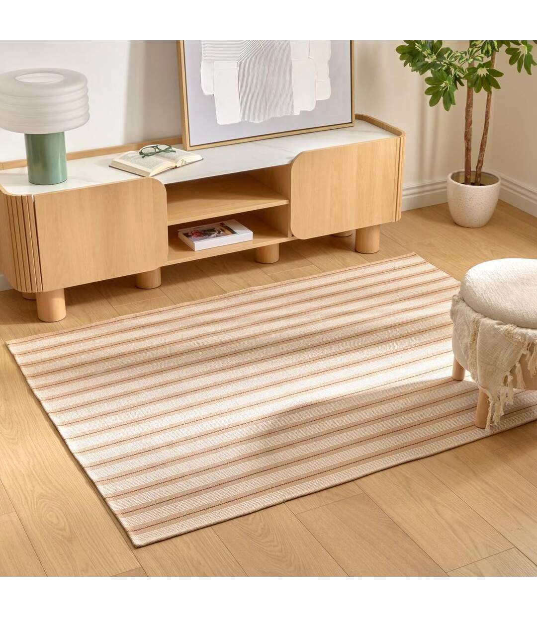 Tapis à Rayures Groove 120x170cm Beige-3