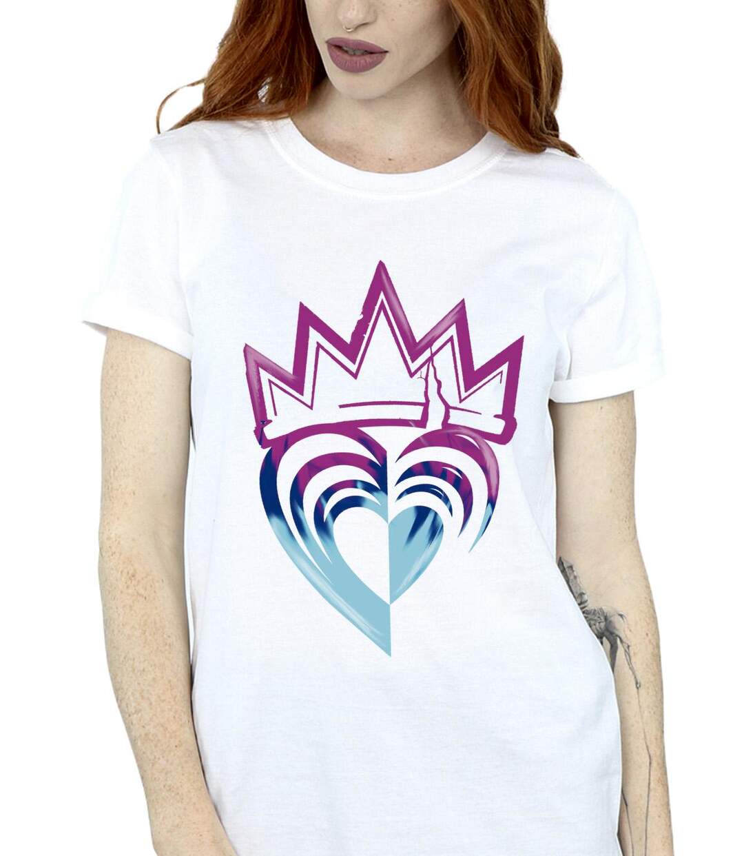 Disney - T-shirt DESCENDANTS PINK CROWN - Femme (Blanc) - UTBI20125-3