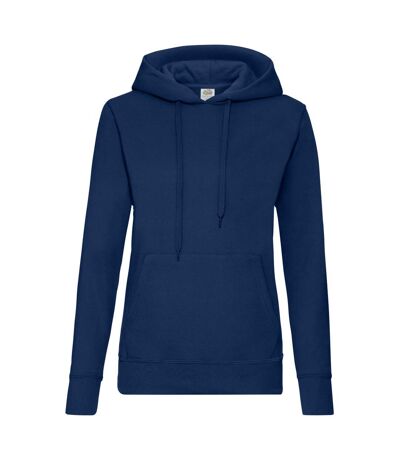 Womens/ladies heather classic hoodie navy Fruit of the Loom