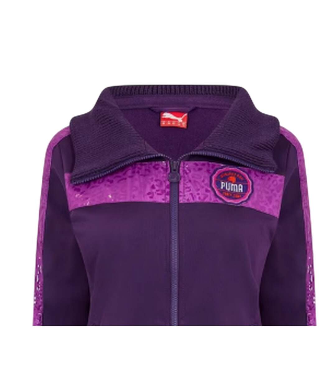 Womens/ladies Animal Print Track Jacket Purple Puma-3
