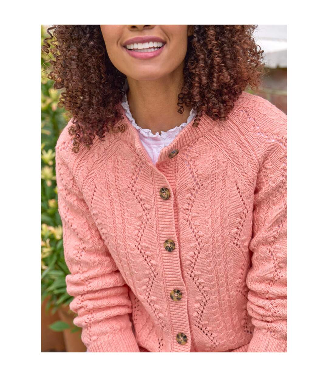 Cardigan Motif/style Fil Femme Rose Chiné WoolOvers-3