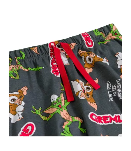 Mens Stripe & Gizmo Lounge Pants Black Charcoal Gremlins