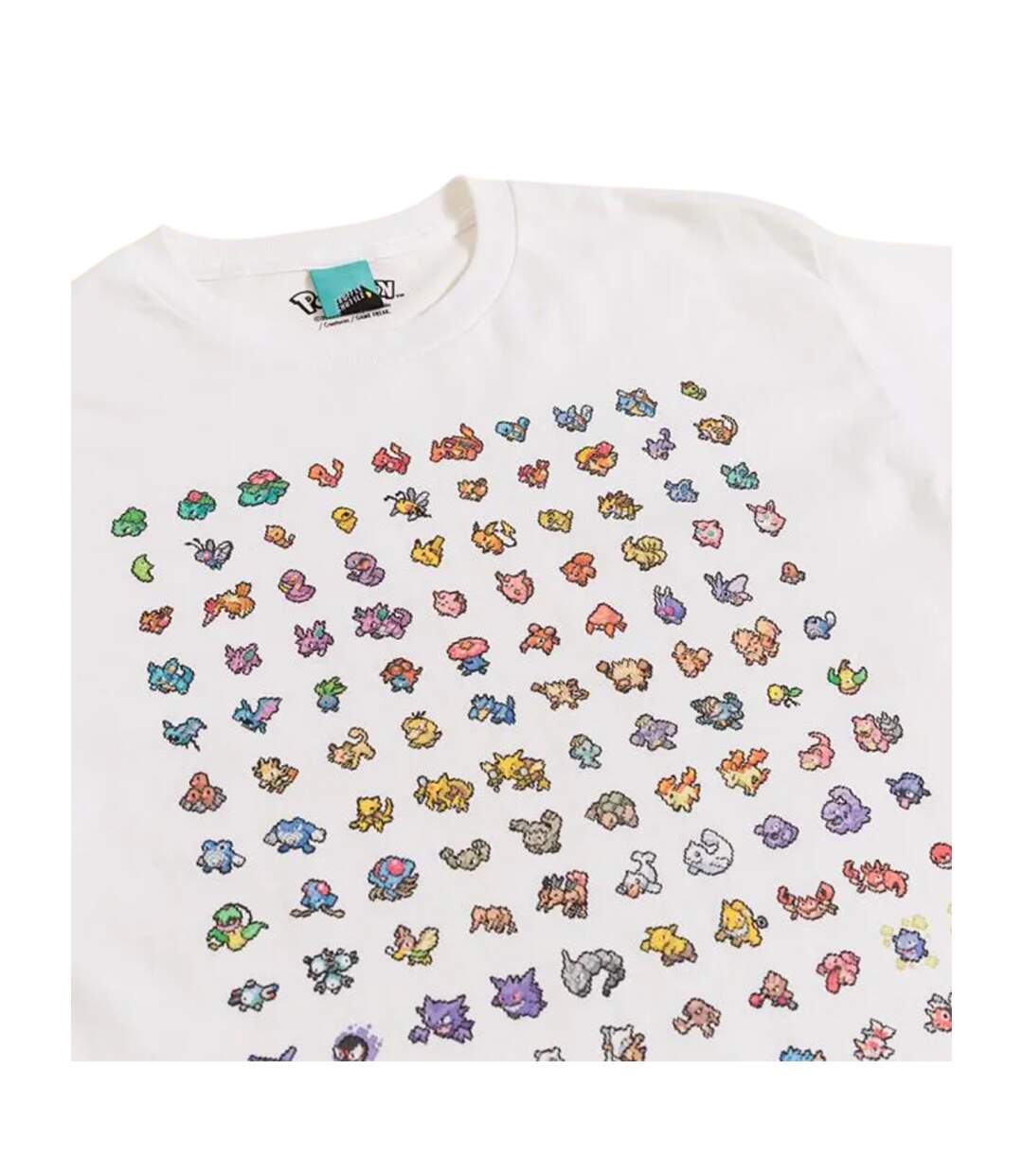 T-shirt Motif/style Sprites Adulte Blanc Pokemon-3