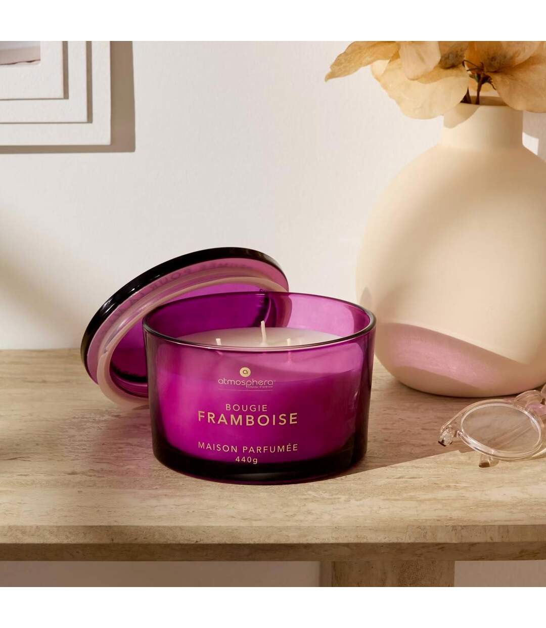 Bougie Parfumée en Verre Glowy 440g Framboise-2